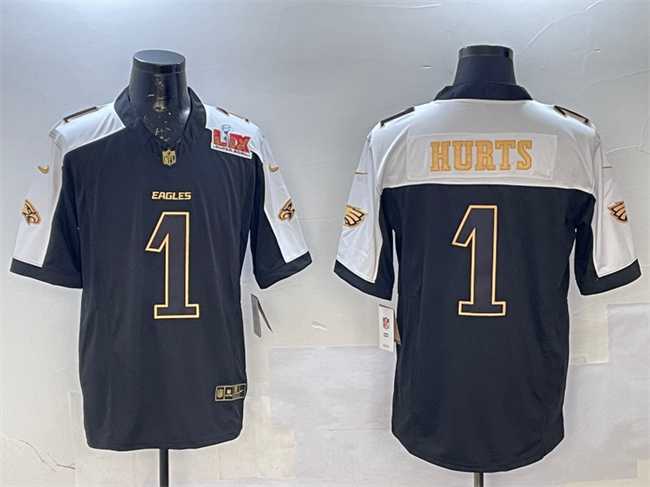 Men's Philadelphia Eagles #1 Jalen Hurts Black Gold 2025 Super Bowl LIX Patch New F.U.S.E. Vapor Untouchable Limited Stitched Jersey Dzhi,We sell and wholesale Men's Philadelphia Eagles #1 Jalen Hurts Black Gold 2025 Super Bowl LIX Patch New F.U.S.E. Vapor Untouchable Limited Stitched Jersey Dzhi on line form chian!